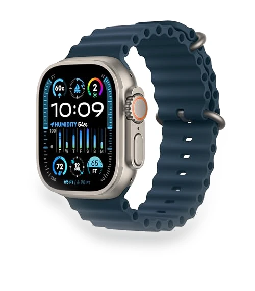 Smartwatch with Rugged Titanium Case & Blue Ocean Band — Wearable Accessories, Apple
