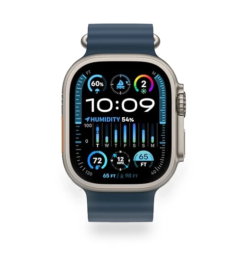 Smartwatch with Rugged Titanium Case & Blue Ocean Band — Wearable Accessories, Apple