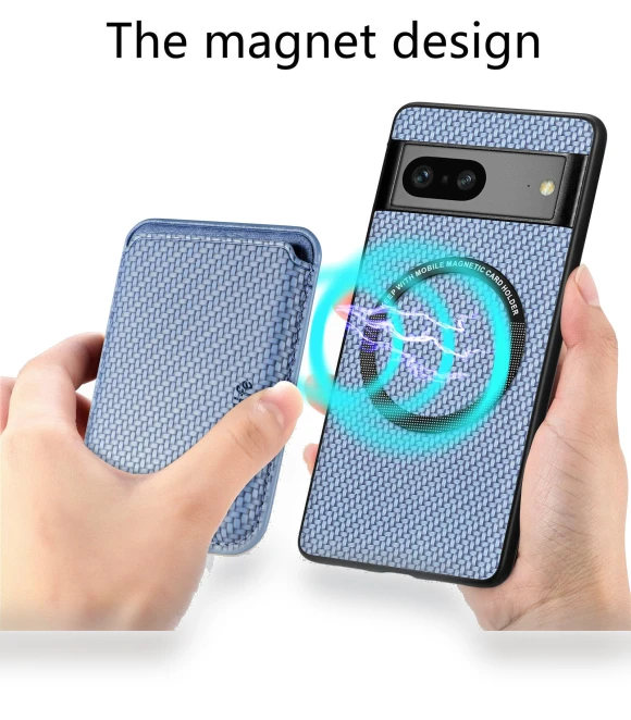 Carbon Fiber Texture Drop-proof Case with Detachable Magnetic Card Holder — Basic Cases, Smartwatch 2025