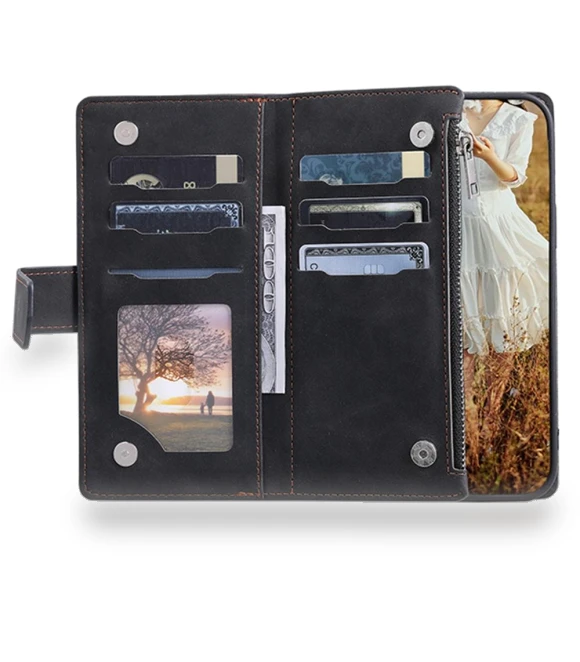 Diamond Texture Phone Case with Full Protection, Zipper Pocket, Stand, Wallet, and Strap — Phone Accessories, Smartwatch 2025