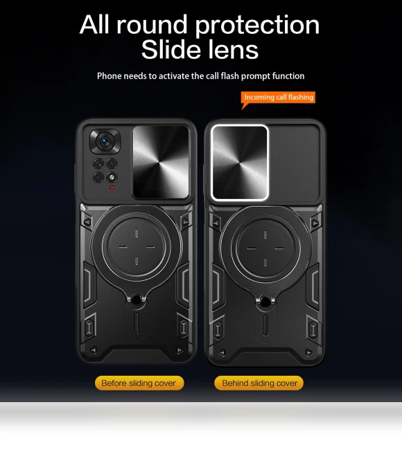 Kickstand TPU PC Phone Case with Slide Lens Cover — Phone Accessories, Smartwatch 2025
