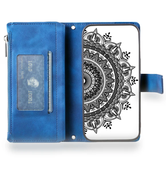 Mandala Imprinted Design Leather Wallet Phone Cover with Strap — Phone Accessories, Smartwatch 2025