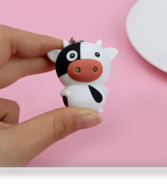 Mini Touch Design Cow Voice LED Fluorescent Keychain — Keychains, fujiannanandao
