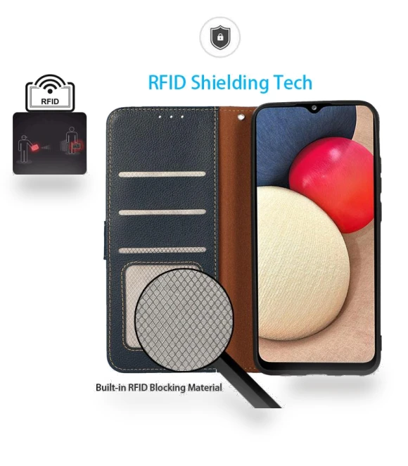 RFID Blocking Litchi Texture Leather Case Stand Wallet Phone Cover — Phone Accessories, Smartwatch 2025