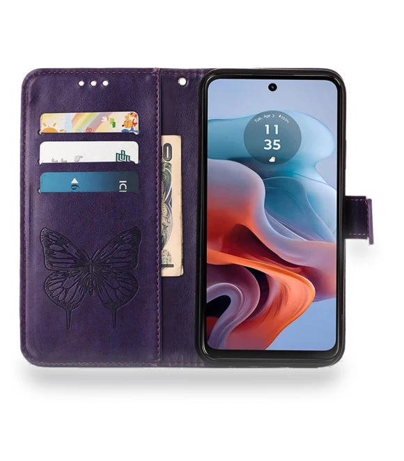Wallet Case with Wrist Strap Butterfly Imprint Leather Phone Cover — Basic Cases, Smartwatch 2025
