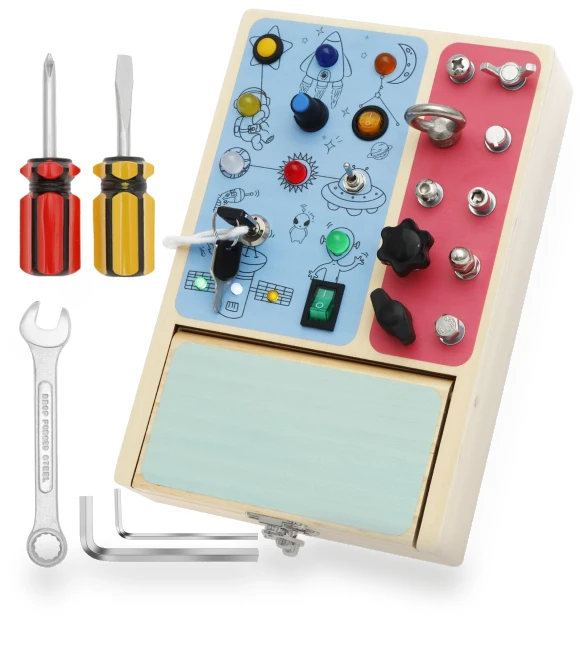 Wooden Montessori LED Switch Board — Infant & Early Childhood Playthings, Toys-Glory Fourall
