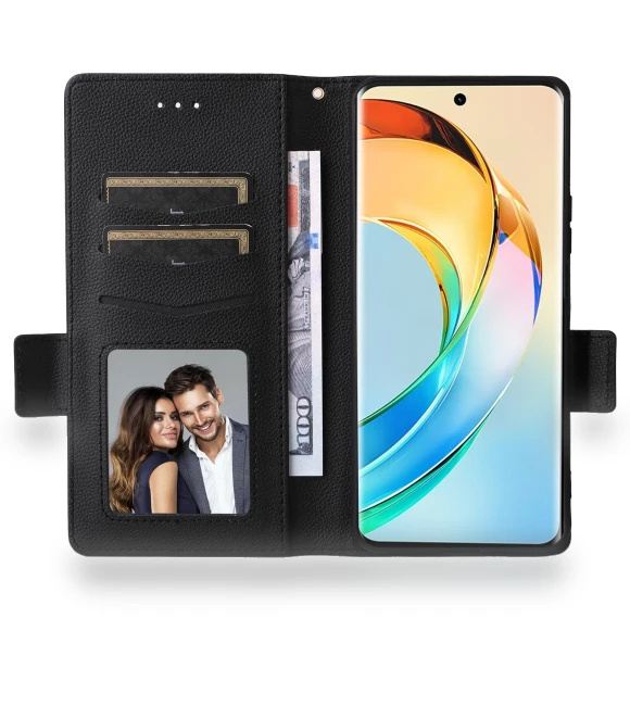 Case with Wrist Strap Litchi Texture PU Leather Wallet Phone Cover — Phone Accessories, Samrtwatch Bands Straps