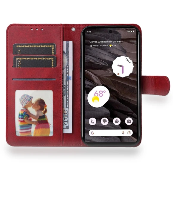 Cell Phone Cover Calf Texture PU Leather Wallet Stand Case with Strap — Phone Accessories, Smartwatch 2025