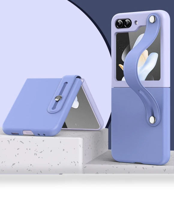 Contrast Color PU Leather Coated PC Phone Case with Hand Strap and Kickstand — Flip Cases, Smartwatch 2025