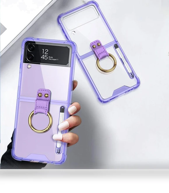 Finger Ring Design Airbag Anti-fall TPU Transparent Phone Case with Stylus Pen — Screen Protectors, Smartwatch 2025