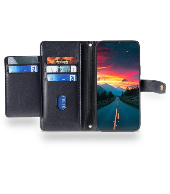 Leather Case Wallet Zipper Phone Cover with 2 Straps — Flip Cases, Smartwatch 2025