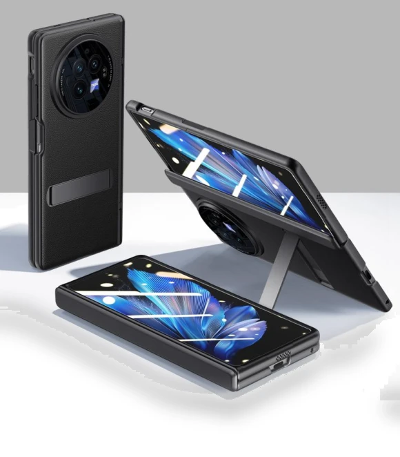 Leather Coated PC Magnetic Kickstand Phone Cover with HD Screen Film — Screen Protectors, Smartwatch 2025