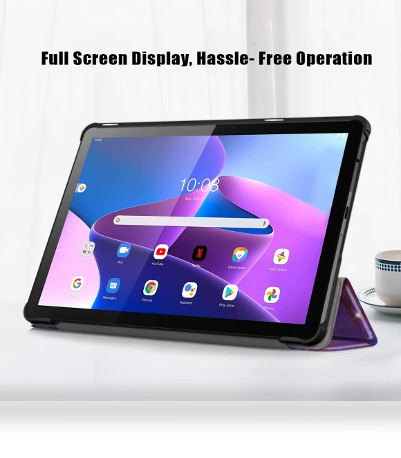 Pattern Printing Auto Wake/Sleep PU Leather Case Trifold Stand Folio Cover — Keyboard Cases, Smartwatch 2025