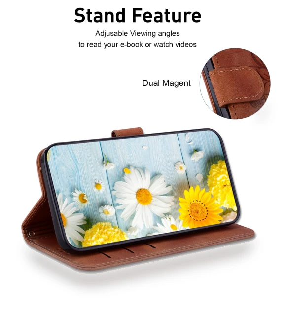 PU Leather Card Holder Flower Imprinted Phone Cover — Flip Cases, Smartwatch 2025