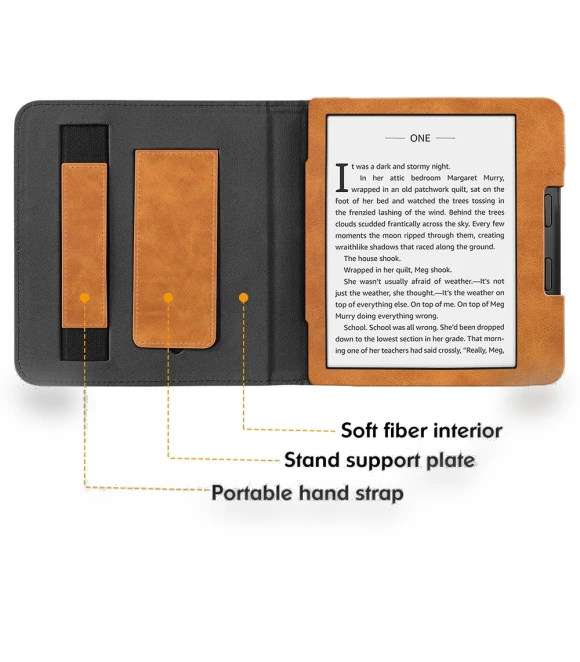 Tablet Case Auto Wake/Sleep PU Leather E-Reader Cover with Hand Strap, Kickstand — Protective Cases, Smartwatch 2025