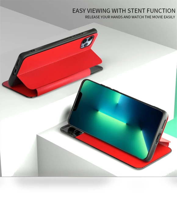 View Window PU Leather Stand Cover Card Slot Flip Folio Phone Case — Flip Cases, Smartwatch 2025