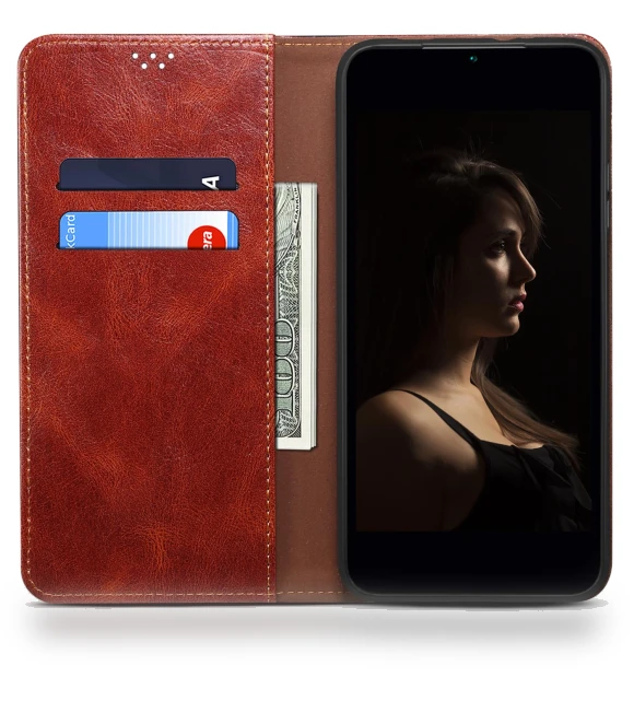 Wallet Case Waxy Crazy Horse Texture Cell Phone Cover Stand — Phone Accessories, Smartwatch 2025