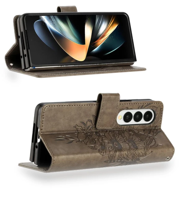 Wallet Case with Wrist Strap Butterfly Imprint Leather Phone Cover — Flip Cases, Smartwatch 2025