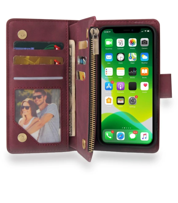 Zipper Pocket Design PU Leather Anti-drop Phone Cover — Bumpers, Smartwatch 2025