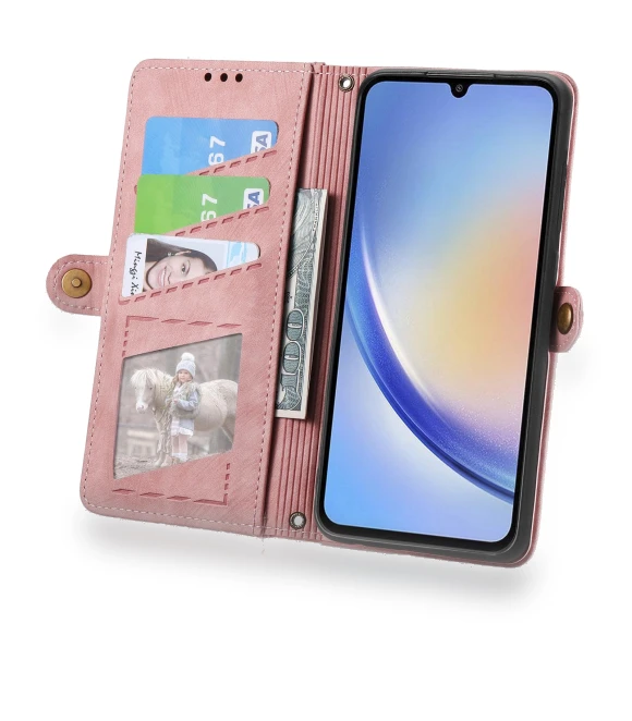 Zipper Wallet Case Geometry Lines Leather Phone Cover with Strap — Basic Cases, Smartwatch 2025