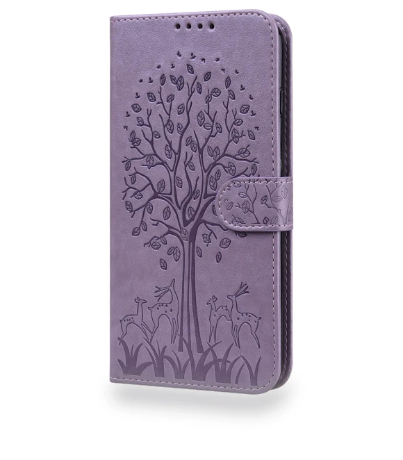Deer Tree Pattern Imprinted PU Leather Magnetic Flip Cover Wallet Stand Shockproof Protective Case — Flip Cases, Smartwatch 2025