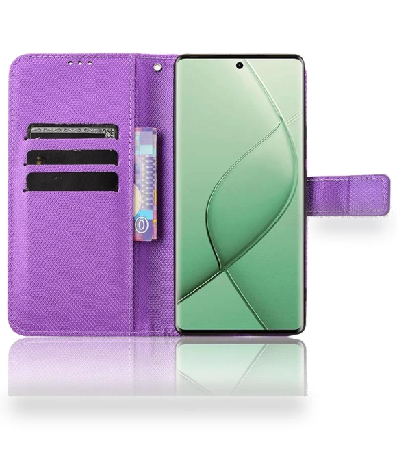 Diamond Texture PU Leather Folio Phone Cover — Protective Cases, Smartwatch 2025