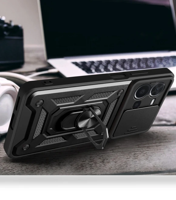 Drop Proof PC+TPU Hybrid Cover with Ring Kickstand Phone Case with Slide Camera Protector — Smartwatch Protectors, Smartwatch 2025