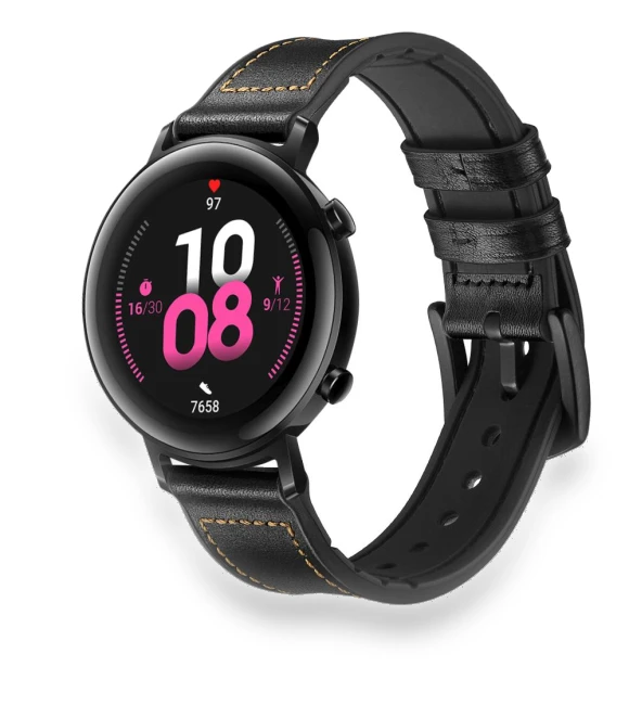 Genuine Leather Coated Silicone Smart Watch Strap — Smartwatches, Smartwatch 2025