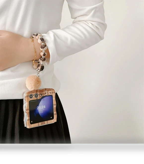 IMD Plaid Bowknot Pattern TPU Cover with Plush Hand Strap — Phone Accessories, Smartwatch 2025