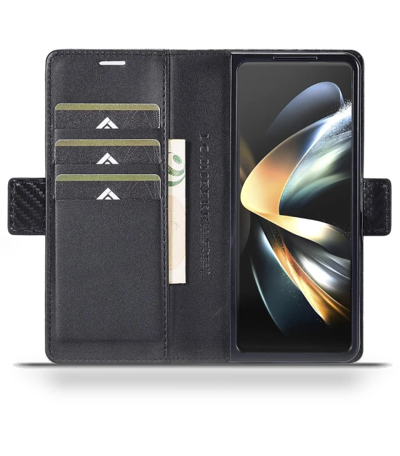 Leather Cover Carbon Fiber Texture Stand Wallet Case — Phone Accessories, Smartwatch 2025