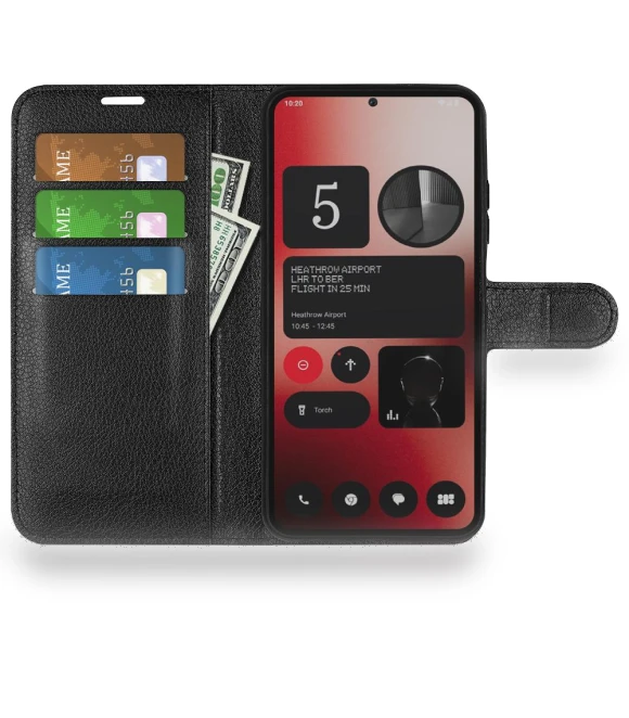 Litchi Texture Leather Folio Stand Card Holder Phone Cover — Phone Accessories, Smartwatch 2025