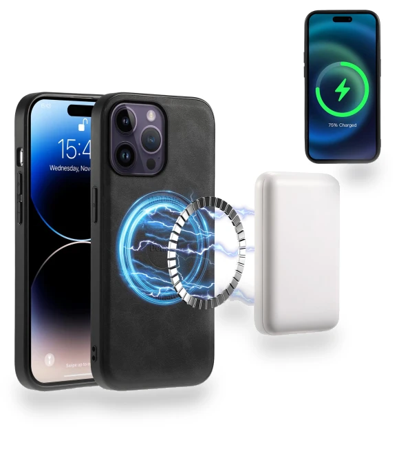 Magnetic Case Retro Leather+ PC+TPU Protective Phone Cover — Basic Cases, DENIOR