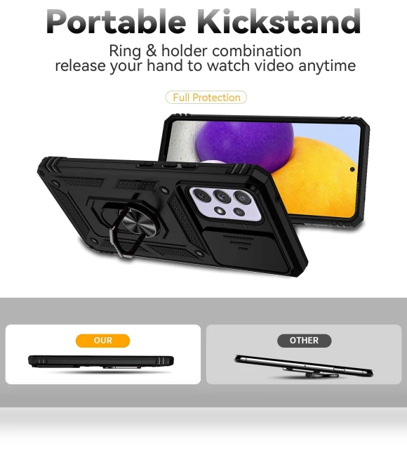 Phone Case with Camera Slider Protection and Ring Stand — Basic Cases, Smartwatch 2025