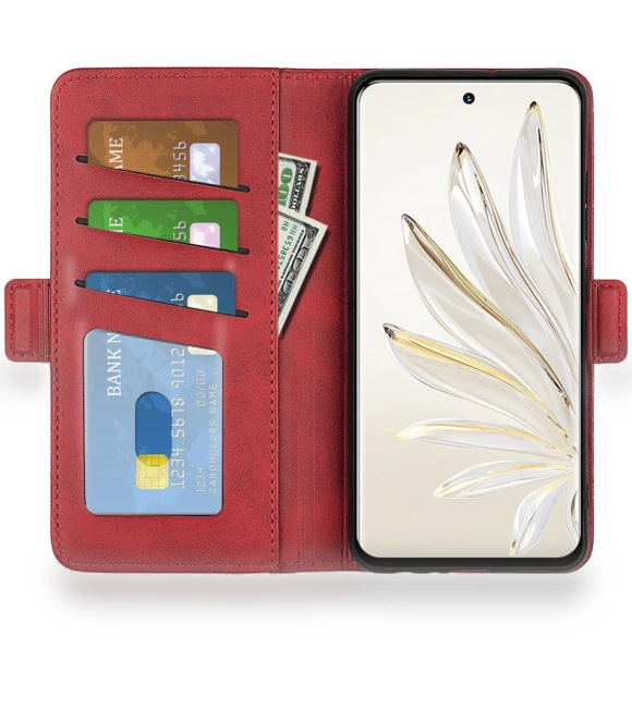 PU Leather Wallet Case with Dual Magnetic Clasp and Stand — Flip Cases, Smartwatch 2025