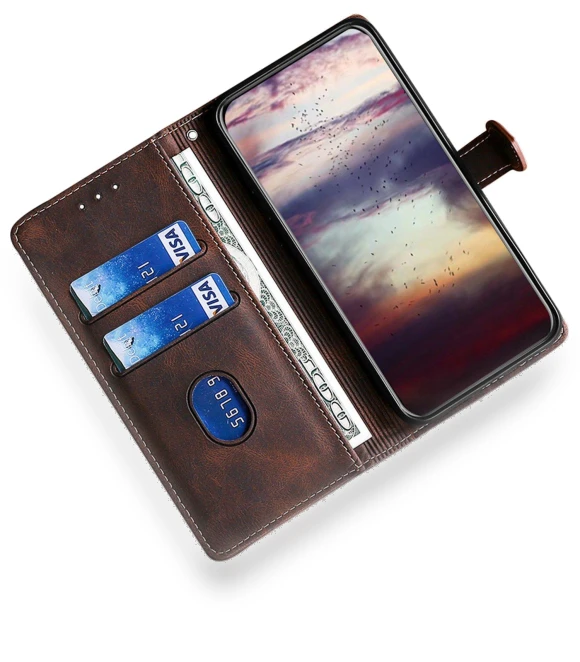 Skin-touch Leather Phone Cover with Wallet Stand — Basic Cases, Smartwatch 2025