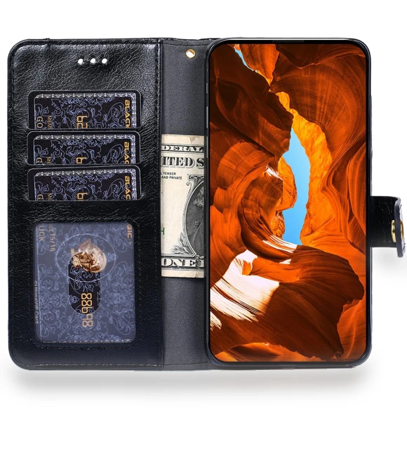 Zipper Pocket PU Leather Wallet Stand Cover with Strap — Phone Accessories, Smartwatch 2025
