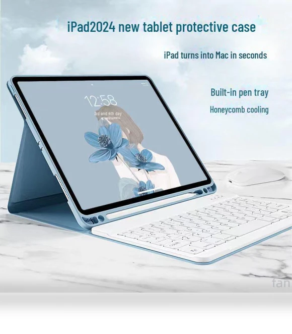 Bluetooth Keyboard Case with Silent Keys and Stylus Slot — Keyboard Cases, TopSky