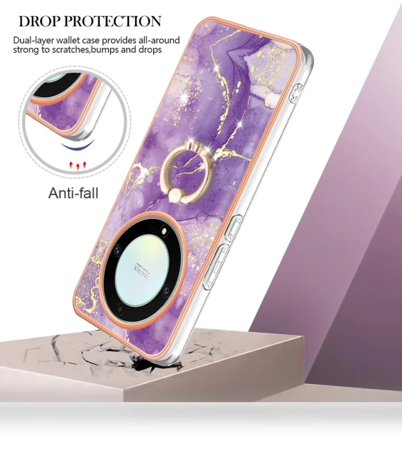 Case with Ring Kickstand Marble Pattern Electroplating TPU Back Cover — Smartwatch Protectors, Smartwatch 2025