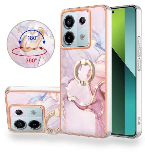 Case with Ring Kickstand Marble Pattern Electroplating TPU Back Cover — Phone Accessories, Smartwatch 2025