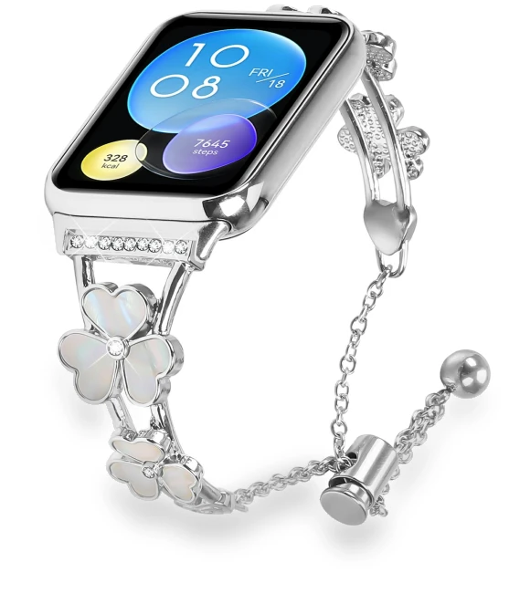 Heart Clover Silver Zinc Alloy Metal Strap — Bands, Samrtwatch Bands Straps