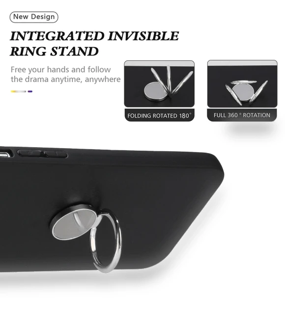 Matte Soft TPU Back Phone Cover with Ring Holder Kickstand — Phone Accessories, Smartwatch 2025