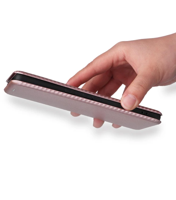 PU Leather Carbon Fiber Texture Cover with Card Holder Stand — Phone Accessories, Smartwatch 2025