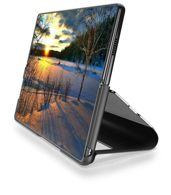 View Window PU Leather Case with Stand and Mirror — Phone Accessories, Smartwatch 2025