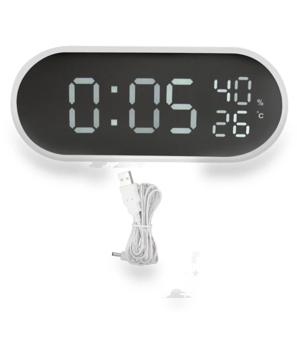 LED Mirror Alarm Clock with Touch Control — Alarm, OutsideWorld