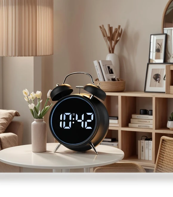 Ultrasonic Alarm Clock with Glow-in-the-Dark Display — Alarm, Houspace