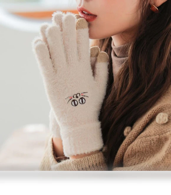 Women's Warm Fingerless Knitted Gloves with Touchscreen — Gloves, Millioner