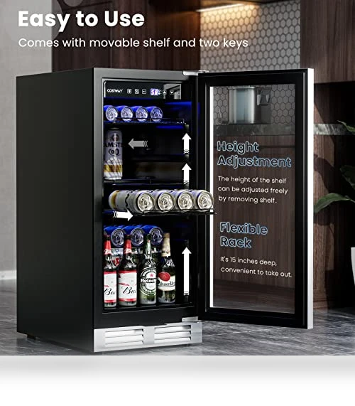 15 Inch Beverage Cooler Refrigerator — Mini Fridges, COSTWAY