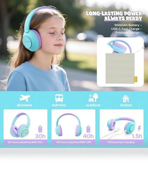 Kids Wireless Active Noise Cancelling Headphones — In-Ear Headphones, SteelLumen