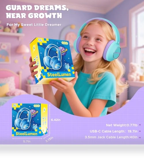 Kids Wireless Active Noise Cancelling Headphones — In-Ear Headphones, SteelLumen