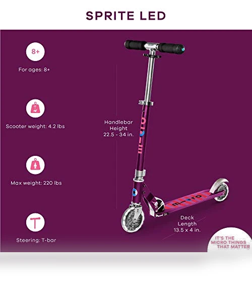 Sprite LED 2-Wheeled Kick Scooter — Push Scooters, Micro